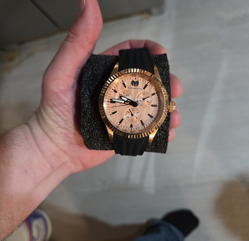 Technomarine Sea Dream Tm-719026 Rose Gold Dial Men's Watch with Black Strap By